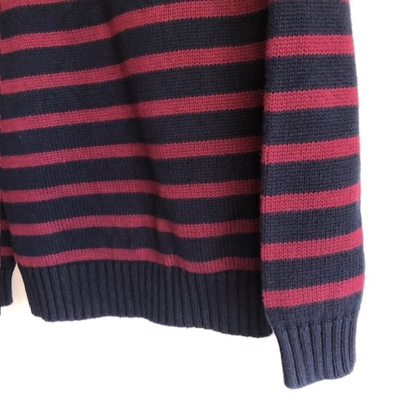 RALPH LAUREN POLO Cotton Crewneck Blue Red Stripe Sweater Boy Large - Picture 4 of 15